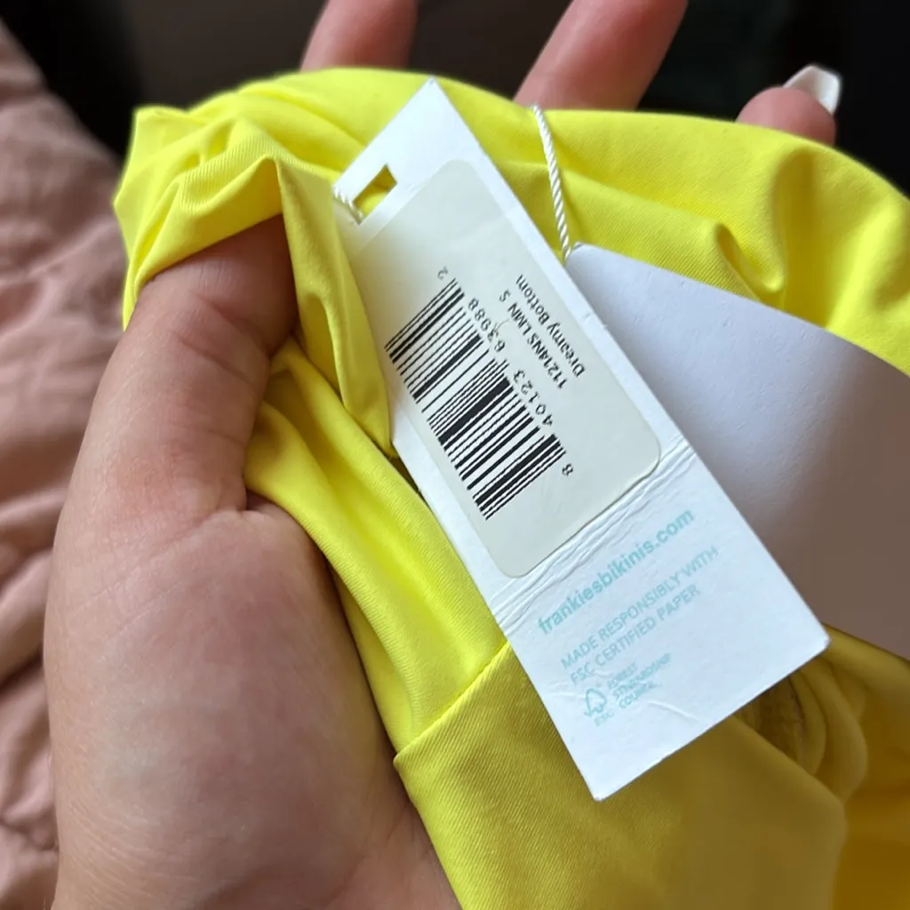 Frankie’s Bikinis High Waisted Neon Yellow Dreamy Bikini Cheeky Bottom - Image 4