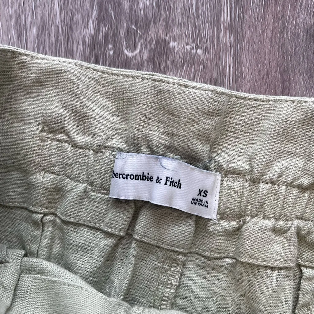 NEW Abercrombie & Fitch linen wide leg pants w/ waist tie light‎ green - Image 5
