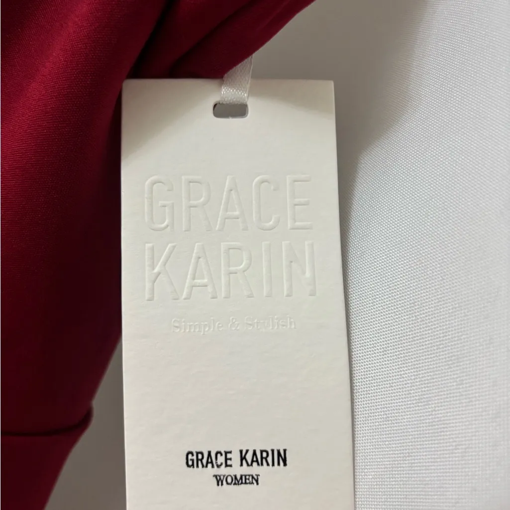 Grace Karin Burgundy Sleeveless Midi Dress - Image 4
