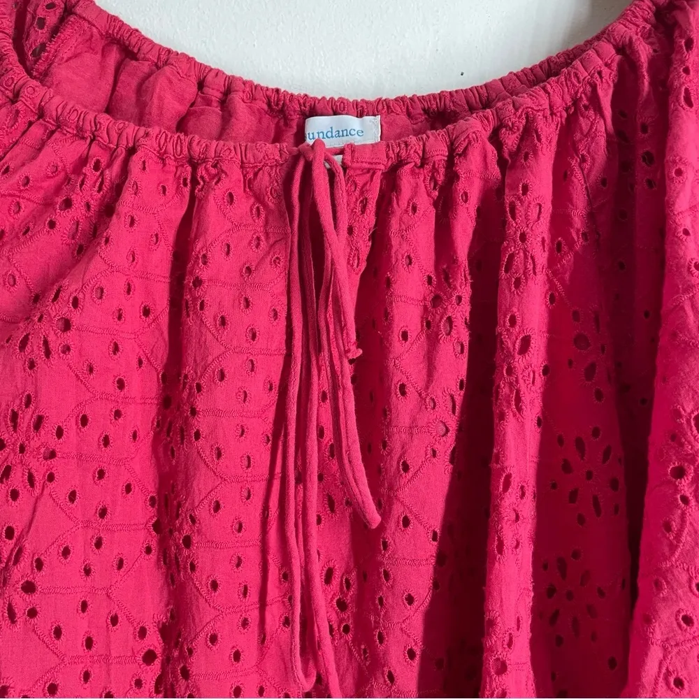 Sundance Moray Eyelet Lace Tunic Dress with Ruffle Sleeves Pink size XXL Red - Image 5