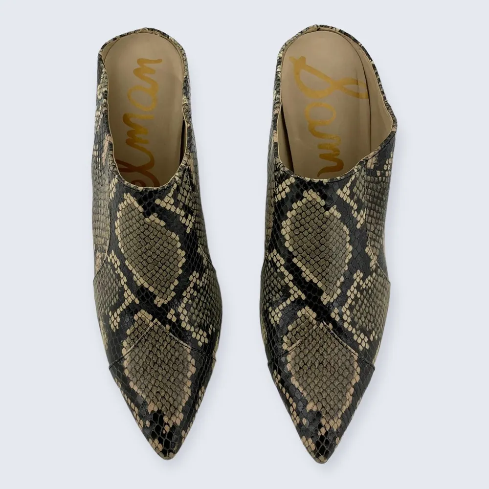 Sam Edelman Reverie 2 Desert Snake Leather Point 4" Stacked Block Heel Mule 7.5 - Image 3