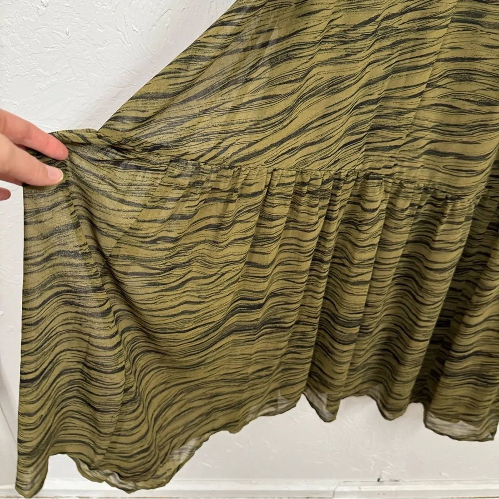 Chelsea 28 Green Split Long Sleeve Tiered Maxi Dress Women’s XL Fall Flowy Boho - Image 5