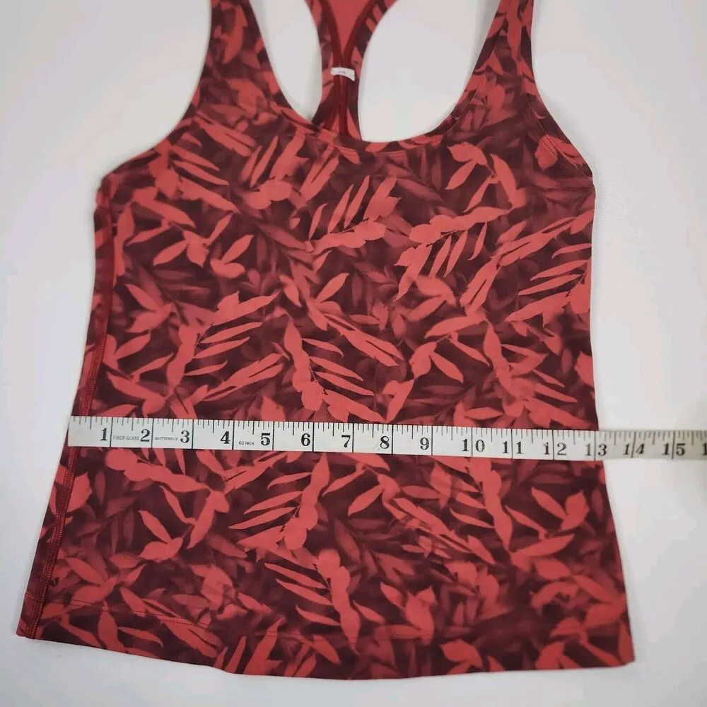 READ Lululemon Cool Racerback Tank Top Nulu Spray Leaf Fireside Red Multi Size 4 - Image 8