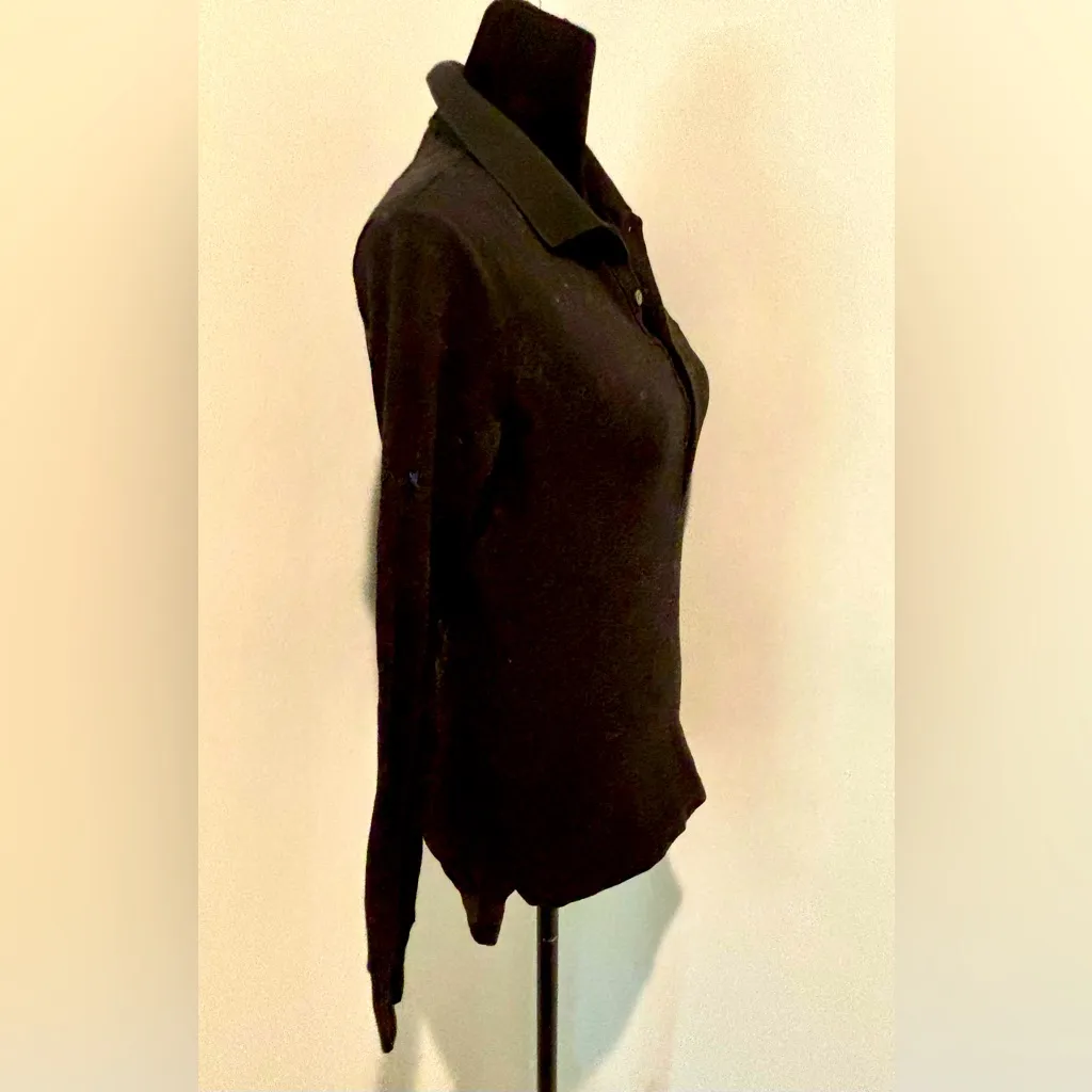 RALPH LAUREN Y2K Black Slim Fit Oversized Pony L/S Polo Fits a 2/small - Image 3