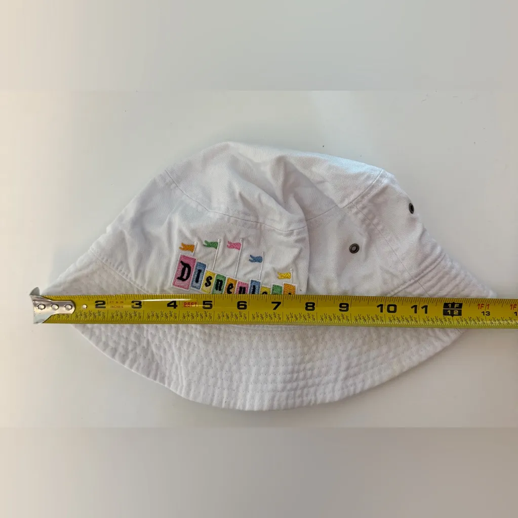 Disneyland Resort Flagship Bucket Hat Large White Pink Blue Yellow EUC - Image 6