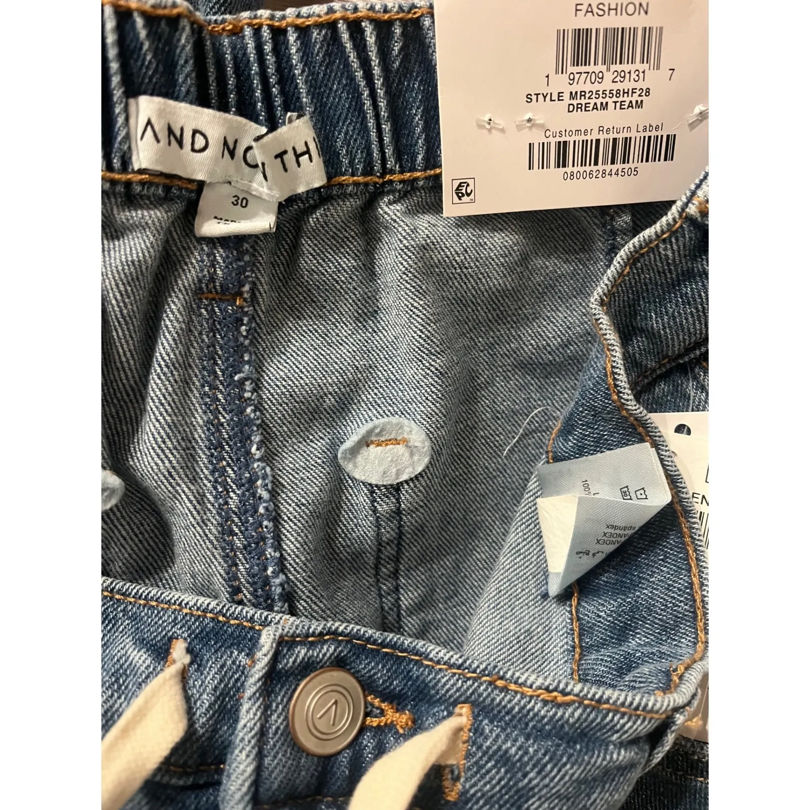 AND NOW THIS Wide Leg Jeans Drawstring Waist Blue Denim Women's Size 30 - Image 9