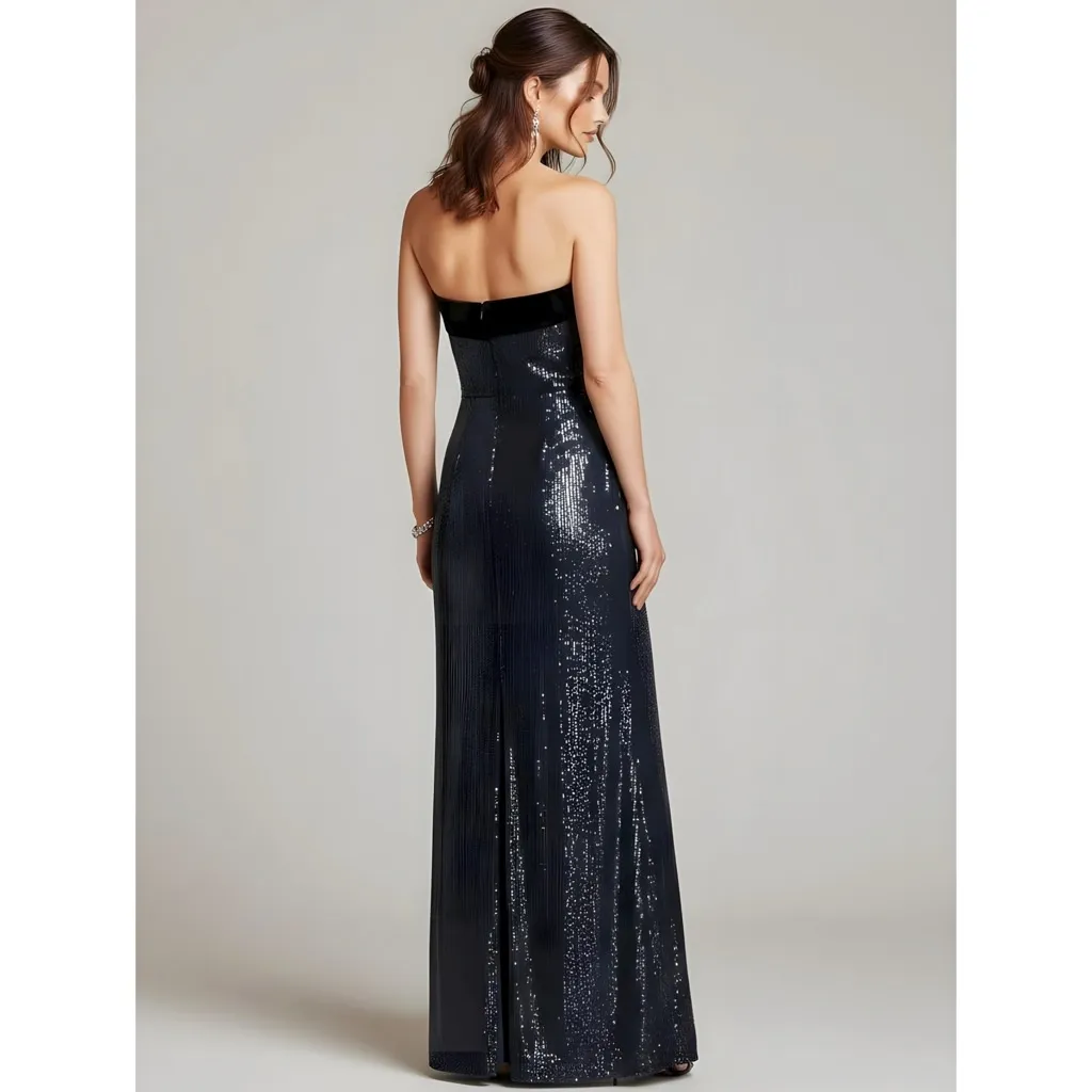 ML MONIQUE LHUILLIER Reese Sequined Strapless Gown, Navy Midnight, 6 (US) - Image 2