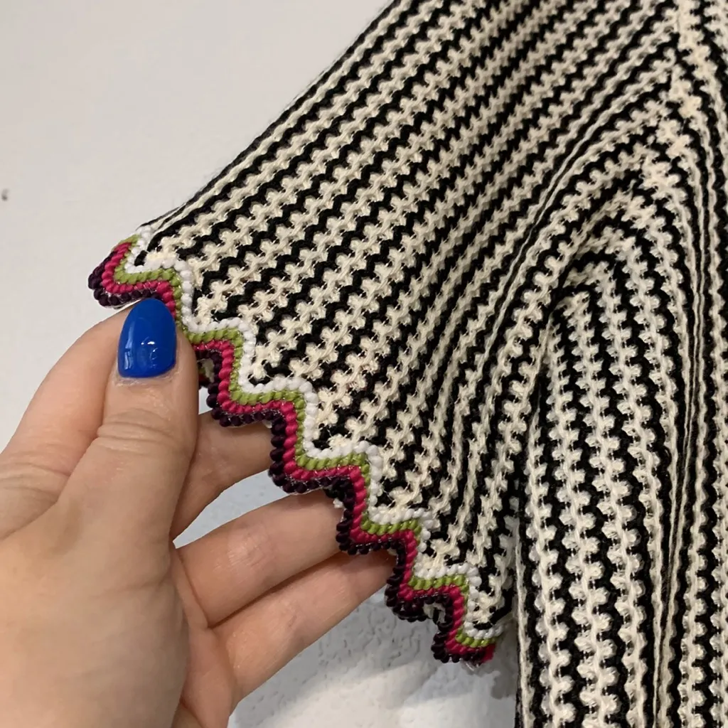 SAYLOR VERNA STRIPE CROCHET KNIT SHORT SET BLACK WHITE SMALL - Image 6