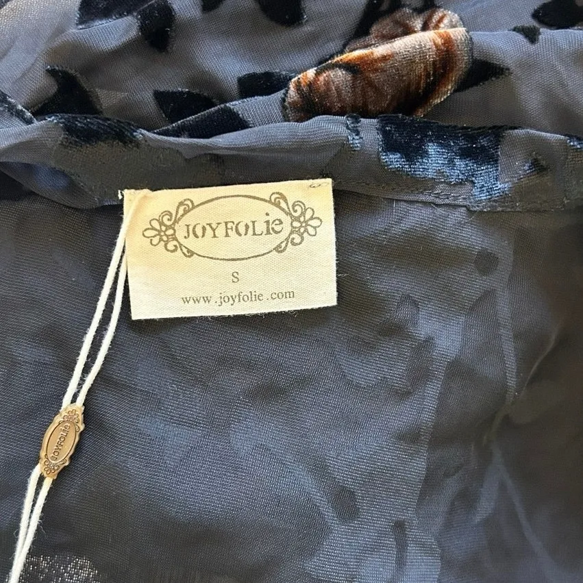 Joyfolie Annisa Duster Cardigan Size Small Black Velvet Burnout Floral NWT Boho - Image 11