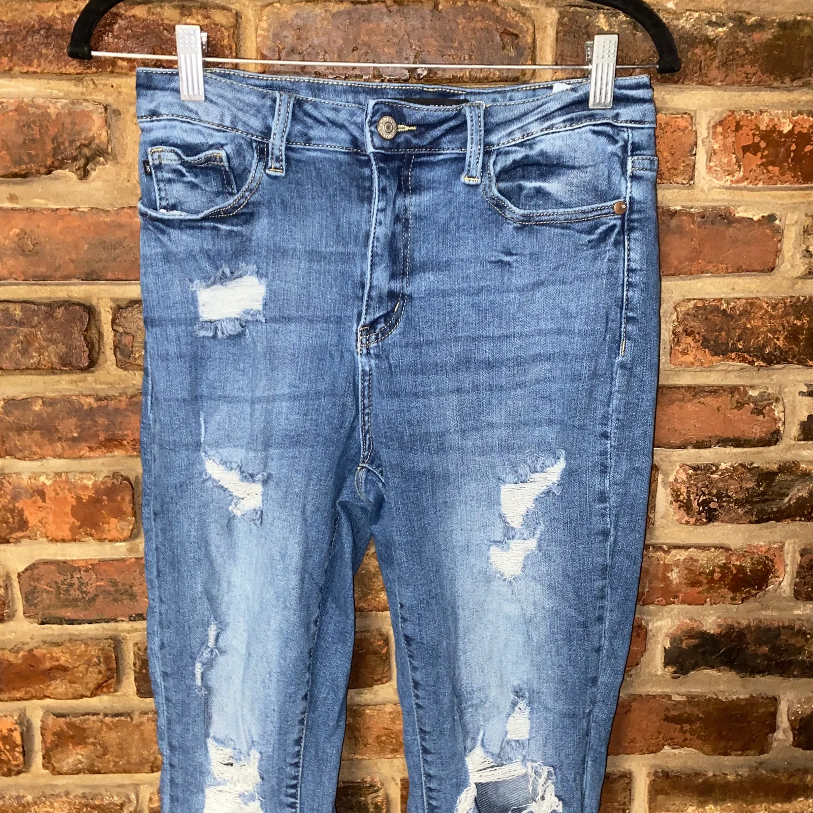 Judy Blue Distressed Denim High Rise Boyfriend Jeans Women's Size 5 27 - Image 3