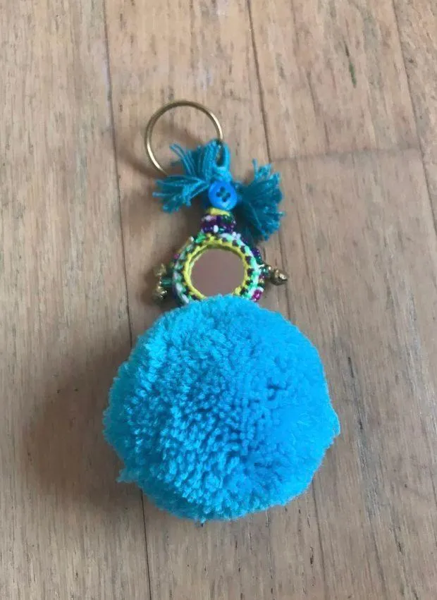 Blue Furry Mirror Keychain - Image 3