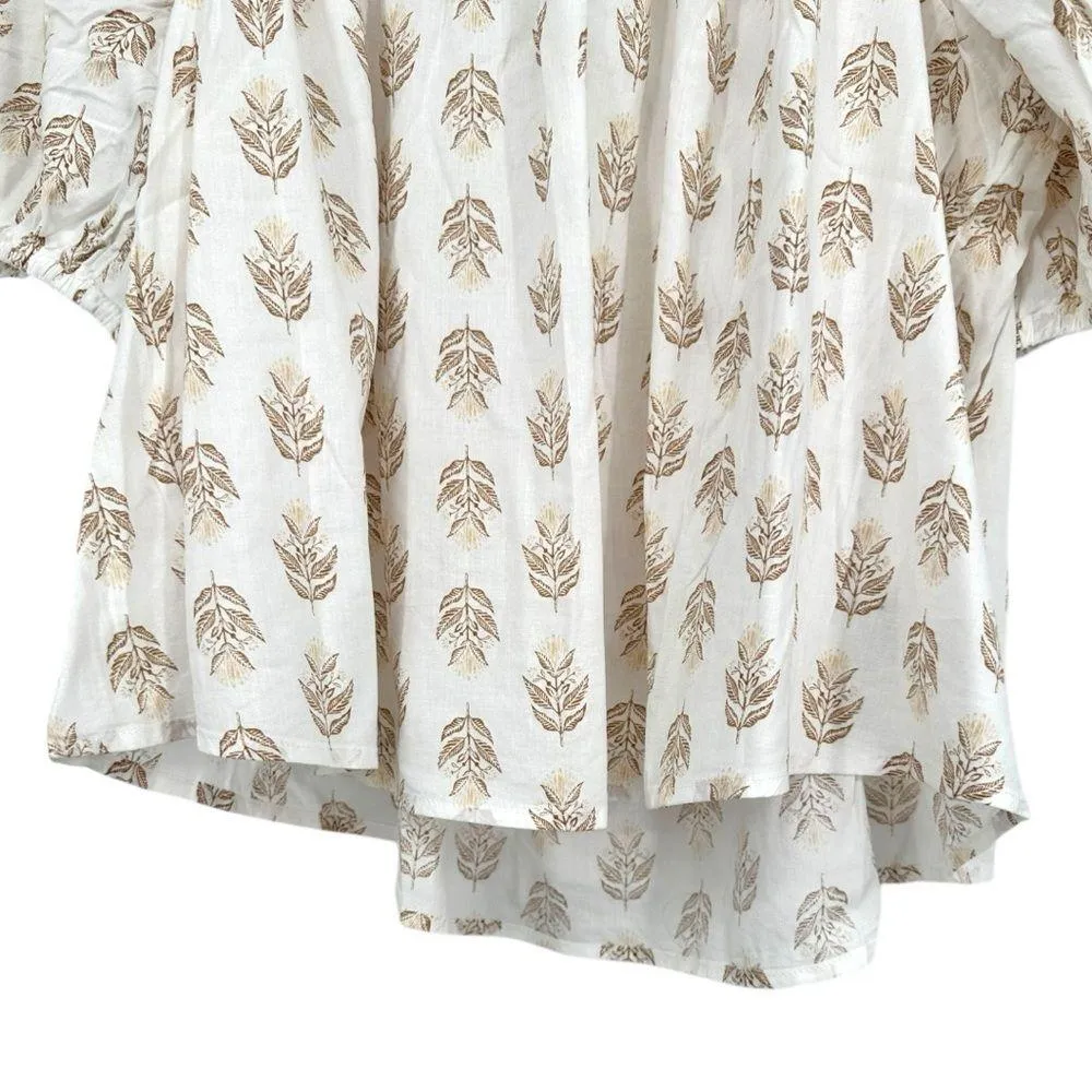 Old Navy White Floral Short Puff Sleeve Cutout Tie Back Blouse Top size XXL NWT - Image 5