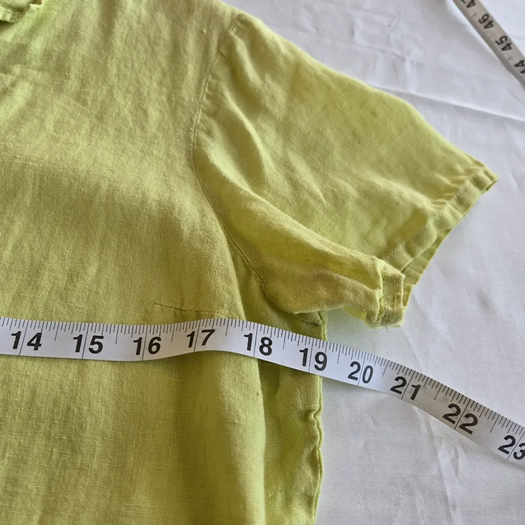 Flax Light Green 100% Linen Button Down Shirt Size Small boxy lightweight - Image 6