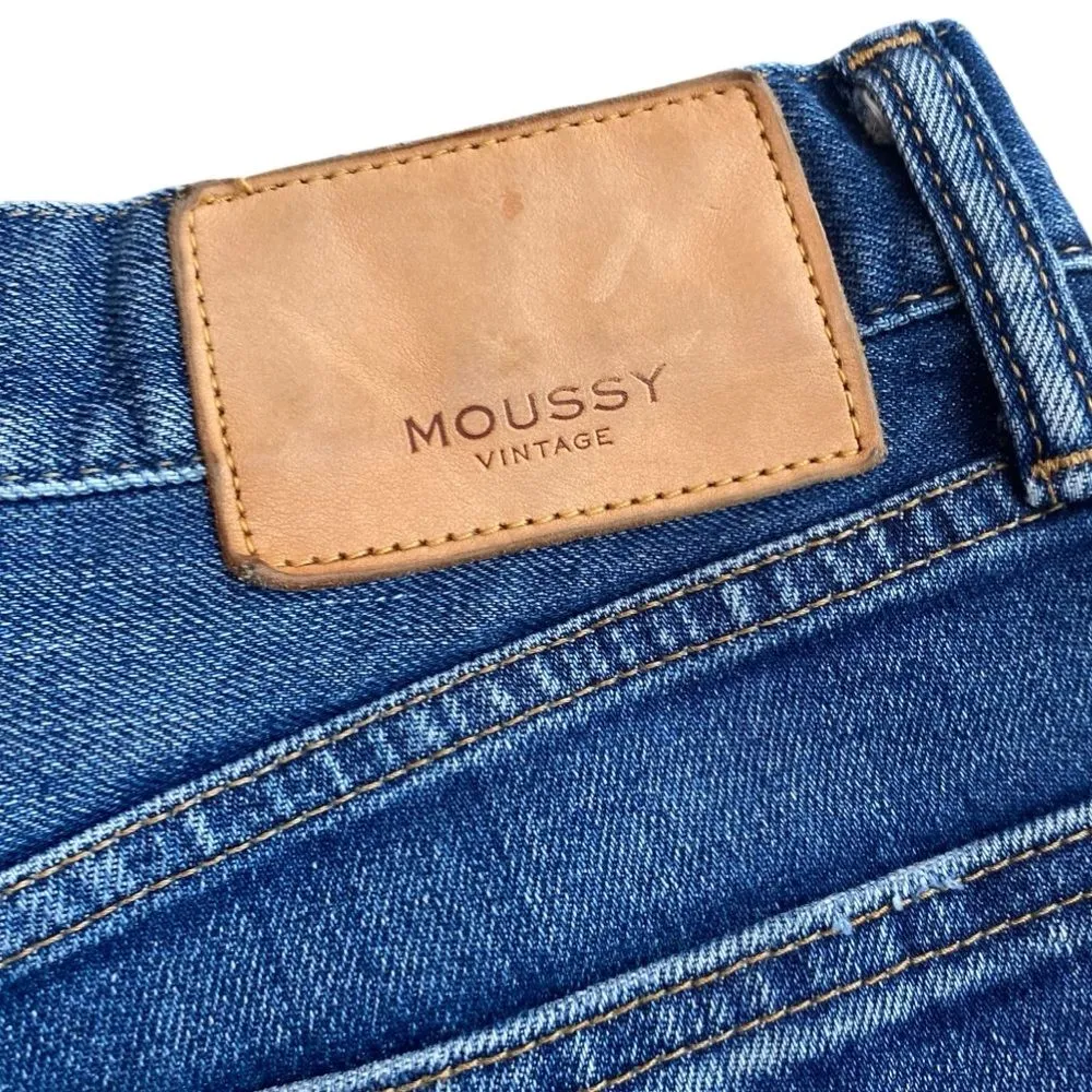 Moussy Vintage Women’s 27 Slim Straight Leg Jeans Medium Wash‎ Denim Distressed Blue - Image 7