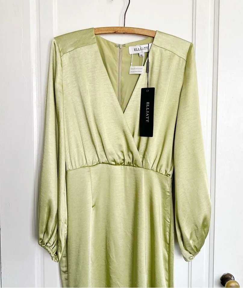 ELLIATT • Kai Maxi Dress in Avocado green satin gown bridesmaid formal - Image 4