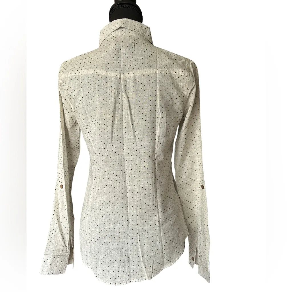 Vintage Wet Seal Cream Polka Dot Button-Down Shirt with Lace Bow | 100% Cotton ✿ - Image 8