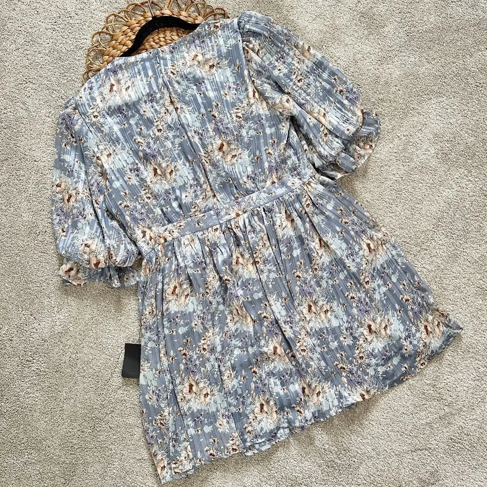 NWT Lulu’s Pleasing to the Eye Blue Floral Print Skater Mini Dress Size XL - Image 11