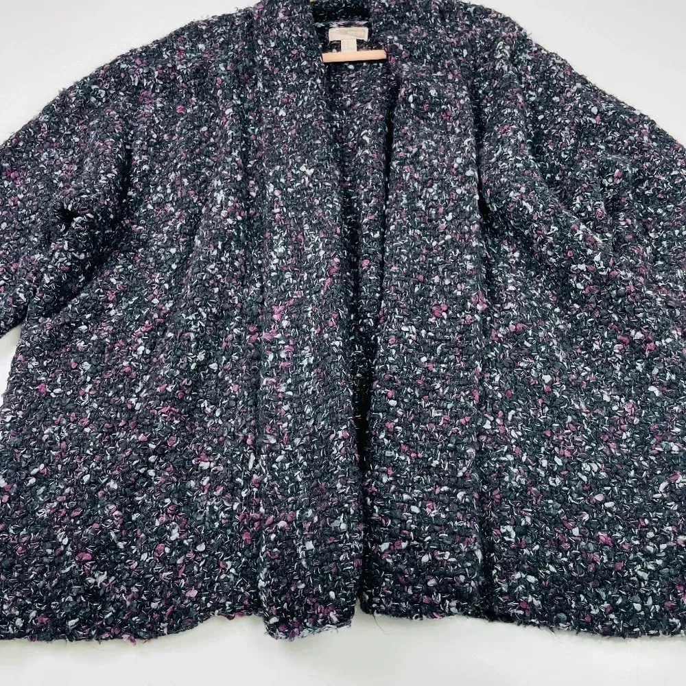 Forever 21‎ Black Purple Speckled Open Cardigan Size Medium - Image 3