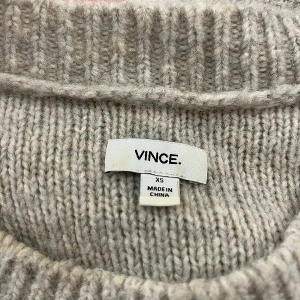 Vince. Mohair Merino Wool Blend Oversized Crewneck Knit Sweater Oatmeal XS - Image 3