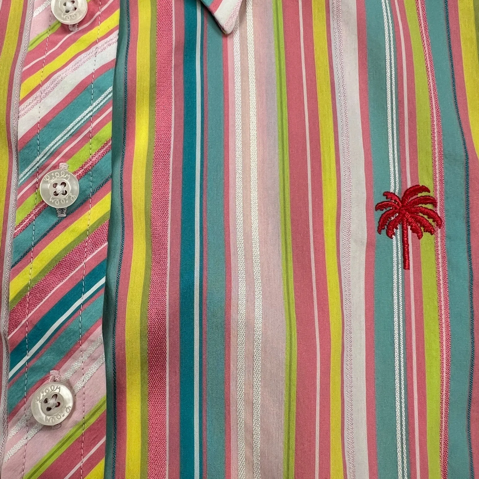 Lilly Pulitzer Multicolor Striped Button Up Shirt Embroidered Logo Size 8 - Image 6