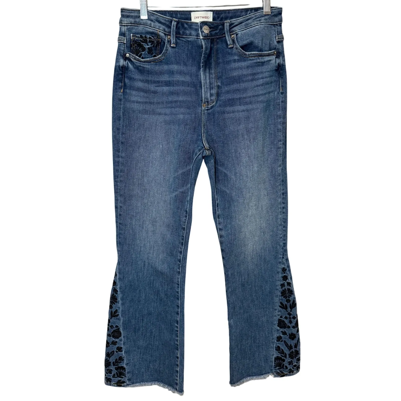 Driftwood Clara‎ Ankle Flare Jeans Embroidery Embellishment Size 27 - Image 3