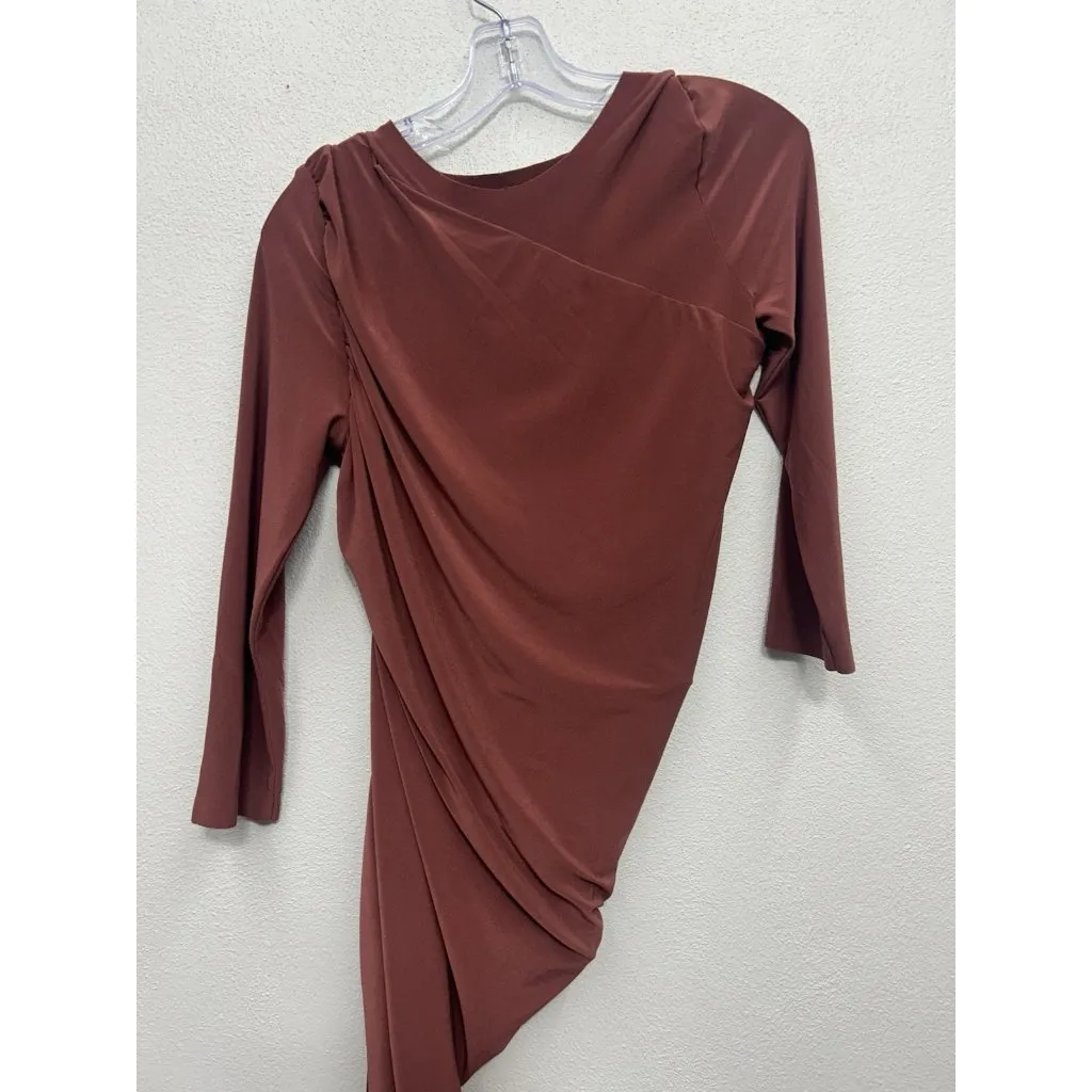 Norma Kamali Diana Maxi Gown Dress Size S/36 Copper Ruched Party Formal Gala - Image 3