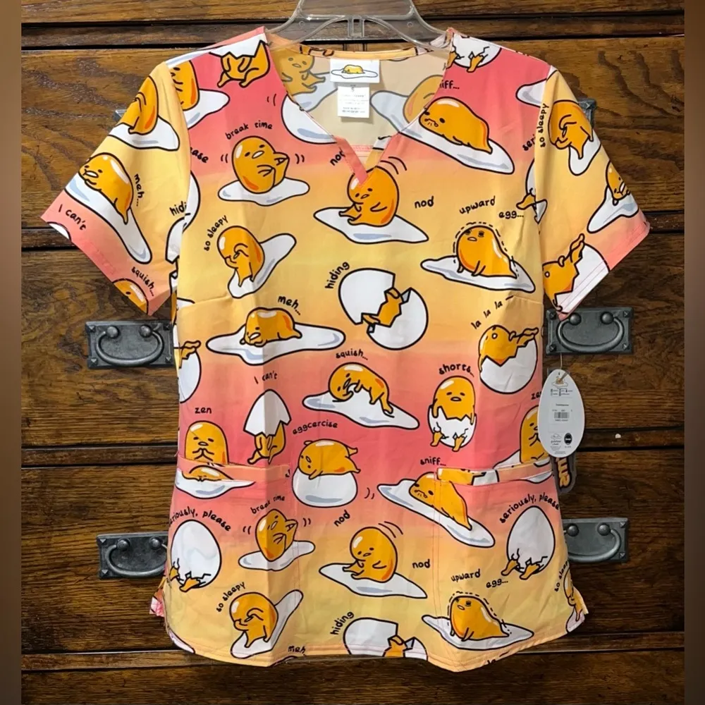 NWT! Tooniforms Sanrio V Neck Scrub Top 19” P2P Orange - Image 6