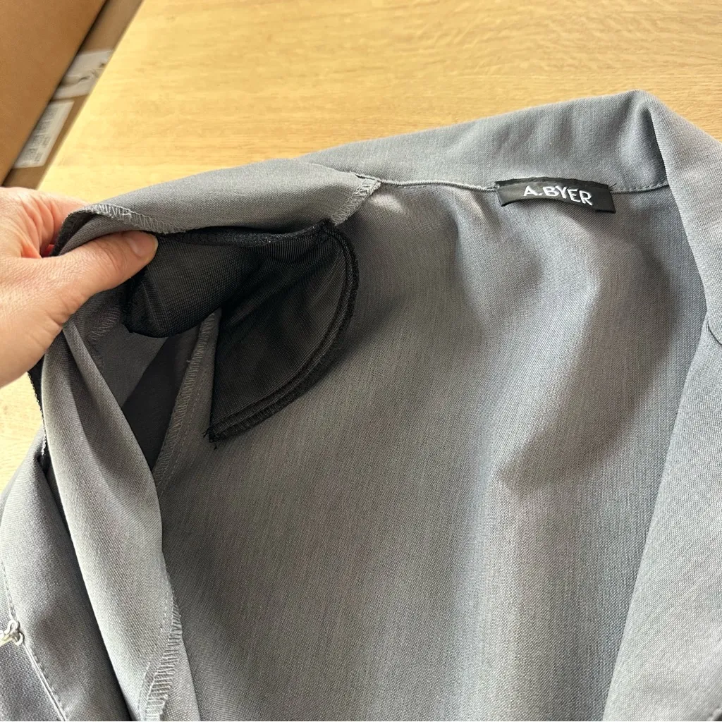 Vintage Y2K A. Byer Grey Blazer Jacket Sz S Single Eye hook 90s Academia Preppy - Image 8
