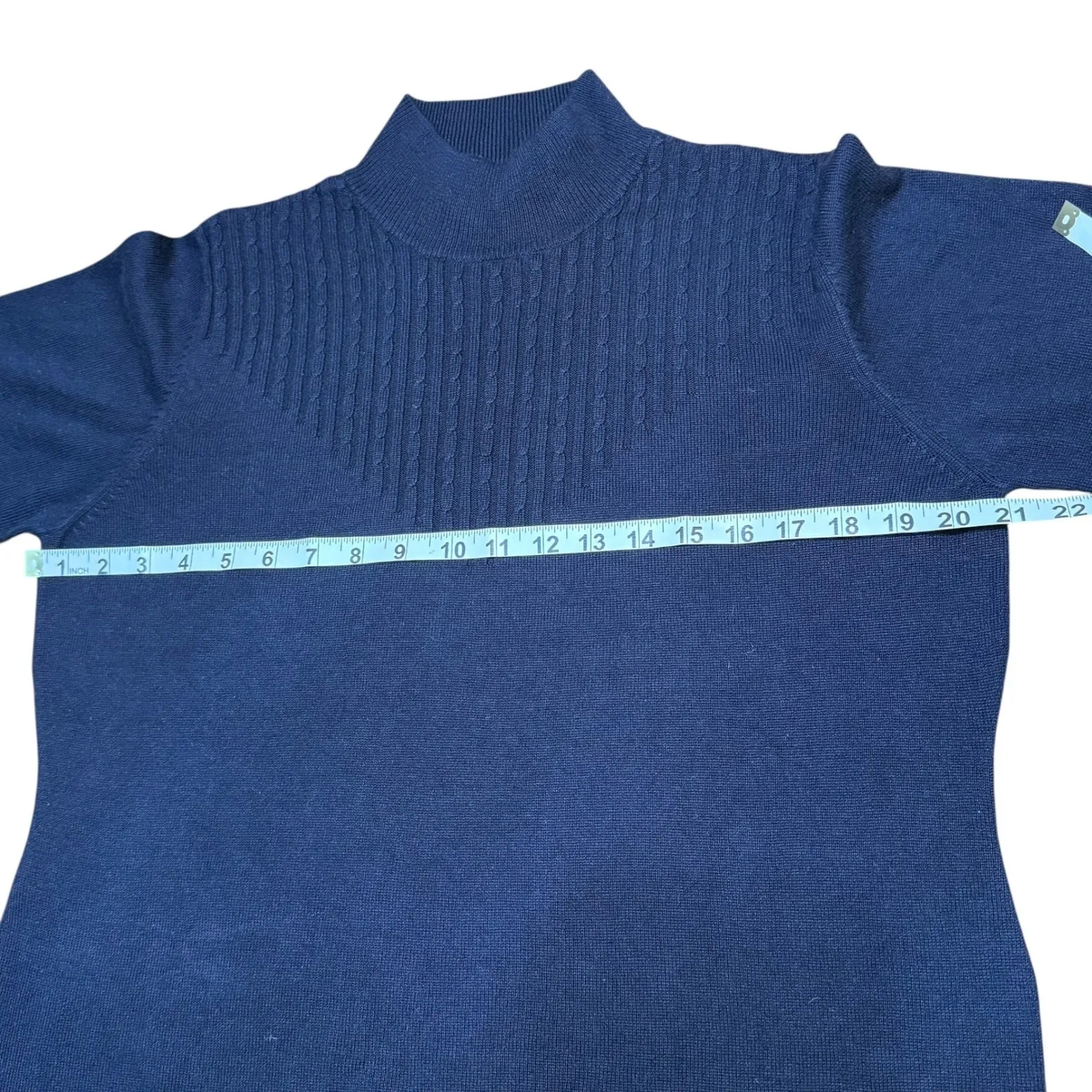 Liz Claiborne Petite Blue Silk Cashmere Blend Mock‎ Neck Sweater Womens Medium - Image 8