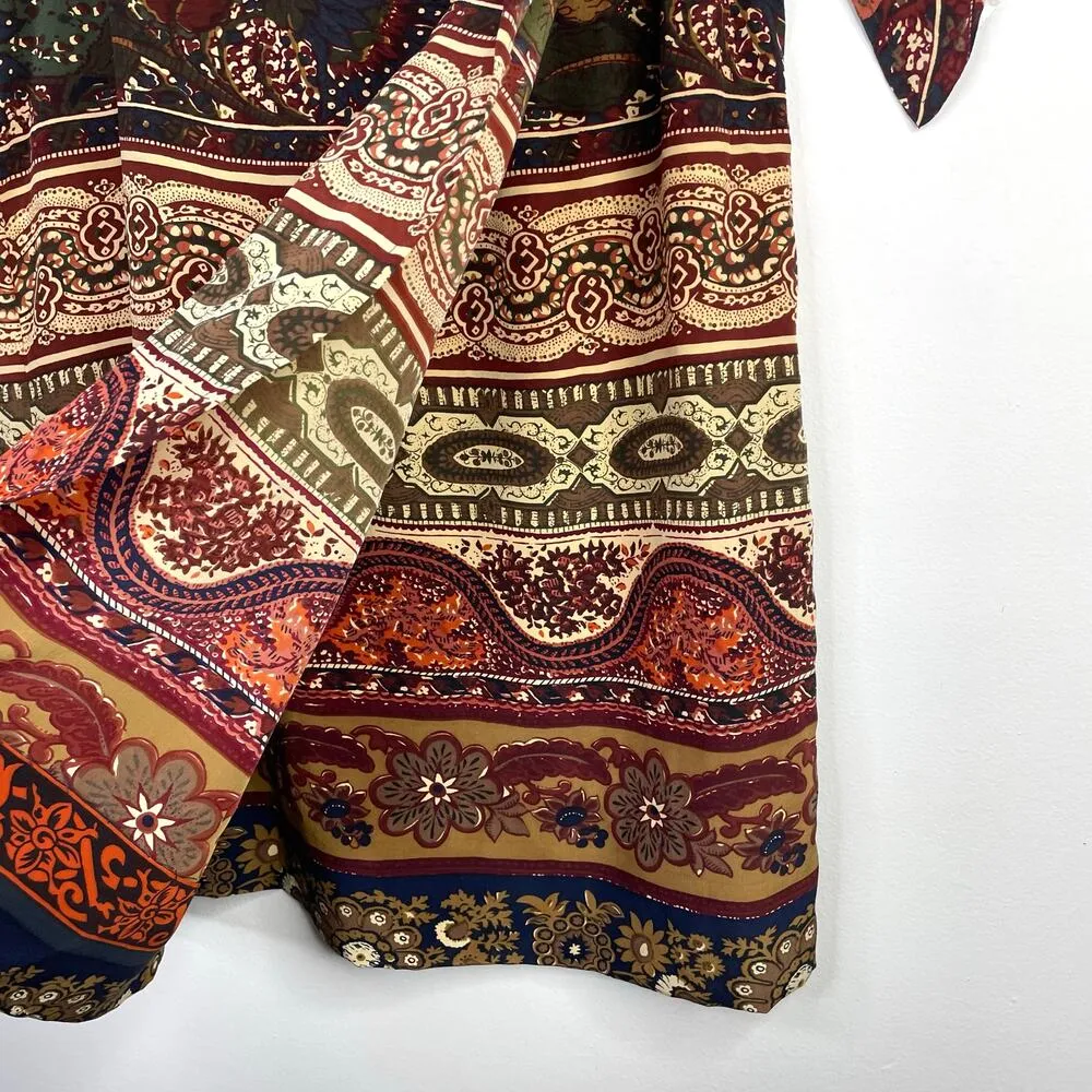 Vintage 90s  Silk Wrap Skirt Floral Western Bohemian High Waist 7 26 - Image 4