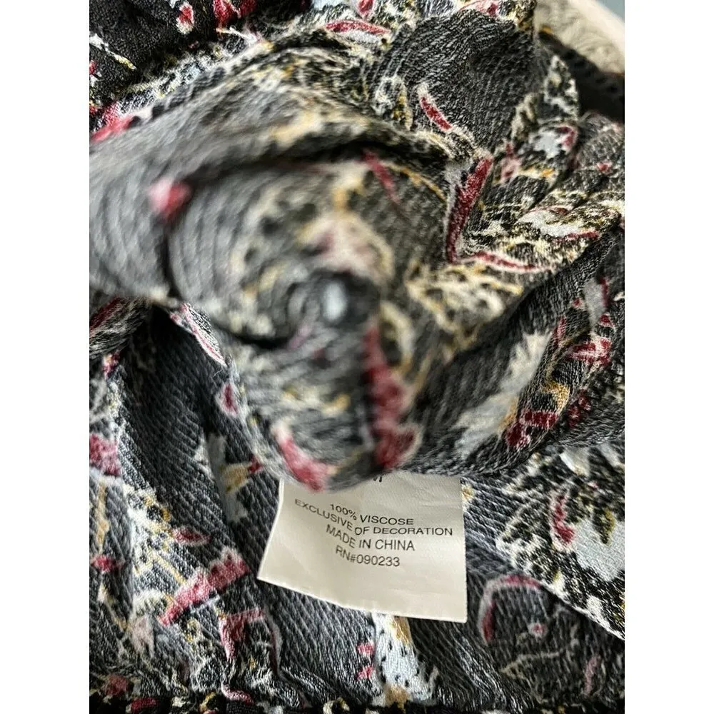 Kendall + Kylie Blouse Size M Long Bell Sleeves Floral Tie Front Crop Top Womens - Image 5