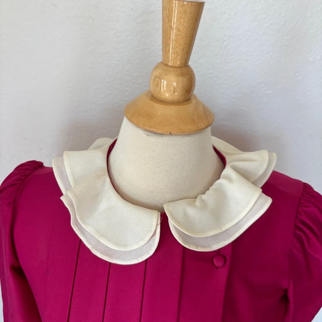 Vintage 70s 80s Pink and White Short Sleeve Midi Dress Size 6 - Image 7