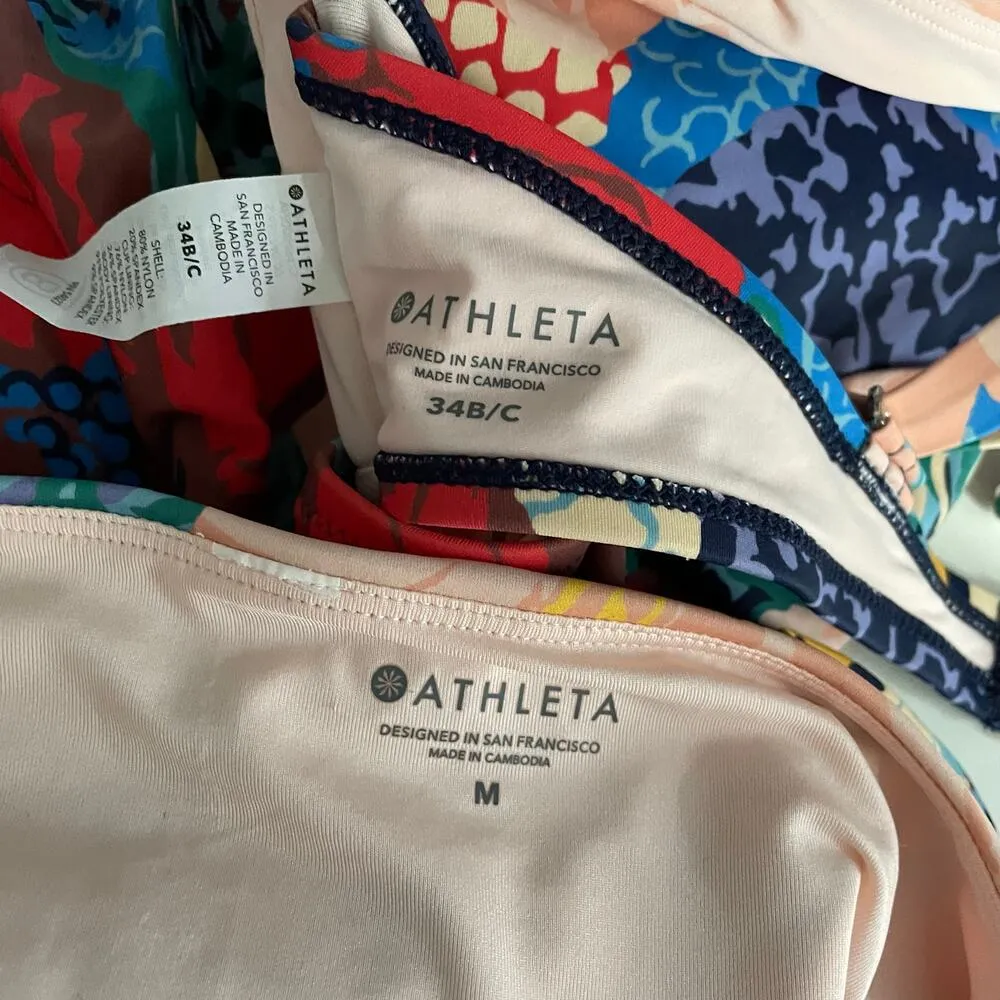 Athleta Square Neck Tankini Top and Bottoms Swimsuit Swim Bora Bora 34 B C S M - Image 14