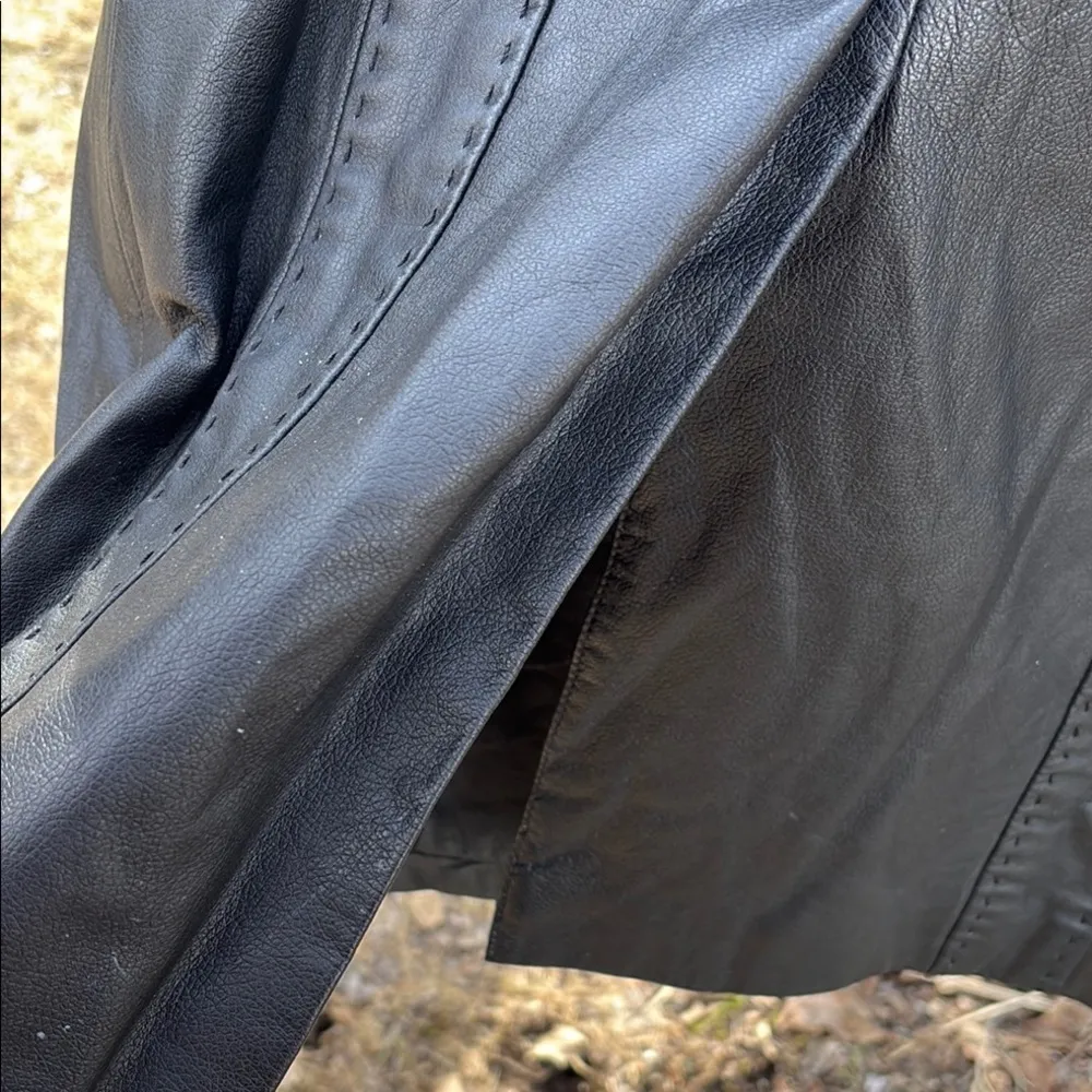 Vakko Black Leather Trench Coat Full - Image 7