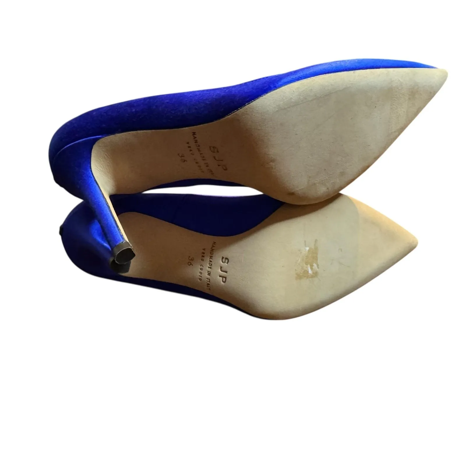 SJP Fawn SA Shoes Womens Size 6 Blue Satin Pointed Toe Stiletto Heels Pumps - Image 7