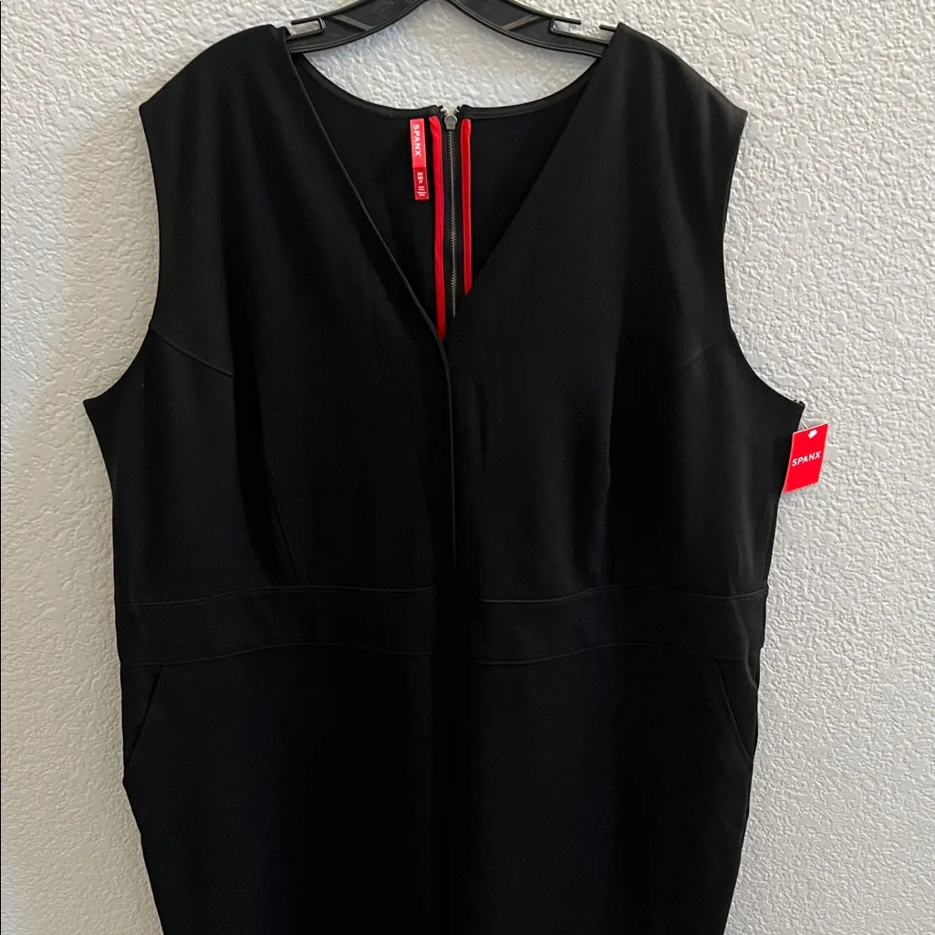 Spanx Perfect Sleeveless Jumpsuit Black Ponte Flare Leg Core Shaping Plus SZ 3X - Image 4