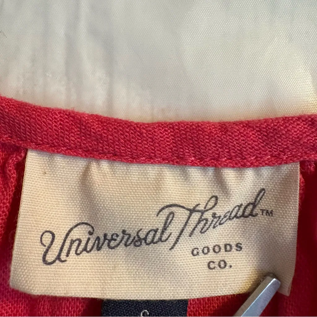 Universal Thread Pink Linen Blend V-Neck Babydoll Mini‎ Dress Women’s Sz Small - Image 4