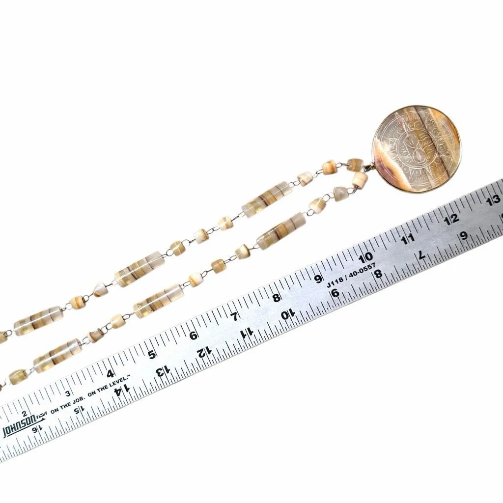 Vintage Artisan Banded Natural Stone Statement Necklace - Image 7