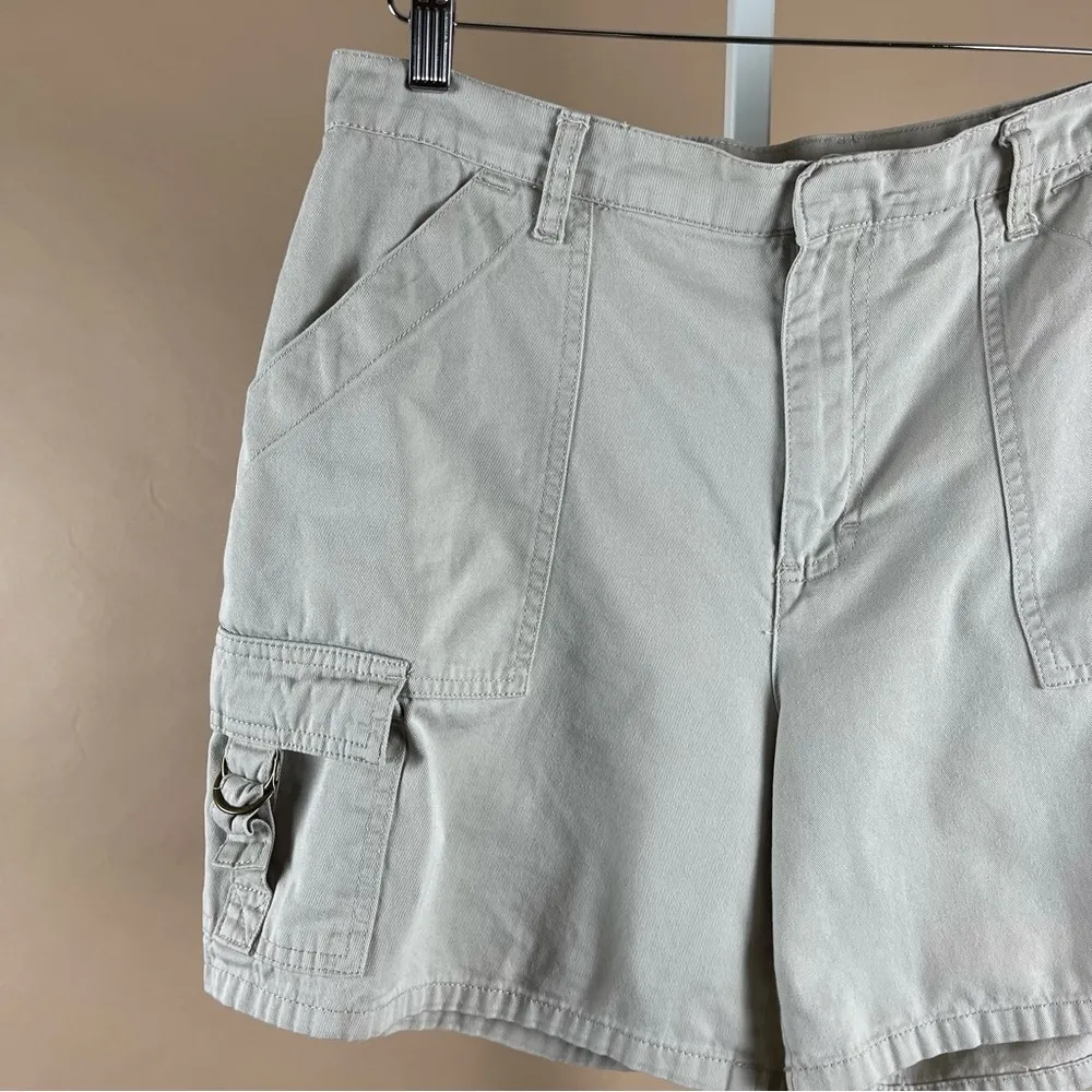 Women's Khaki Safari Cargo Outdoor Hiking High Waisted Shorts Size 32 Tan - Image 2