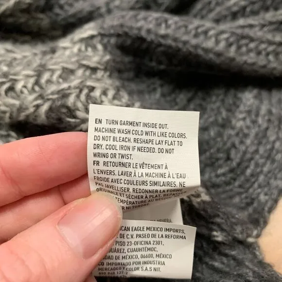 American Eagle Wrap Womens One Size‎ Ombre Knit Poncho Fringe Sweater Cape Gray - Image 6