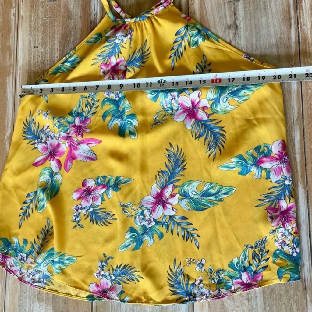 Lush Yellow Floral Print Tank Top Large - Image 6