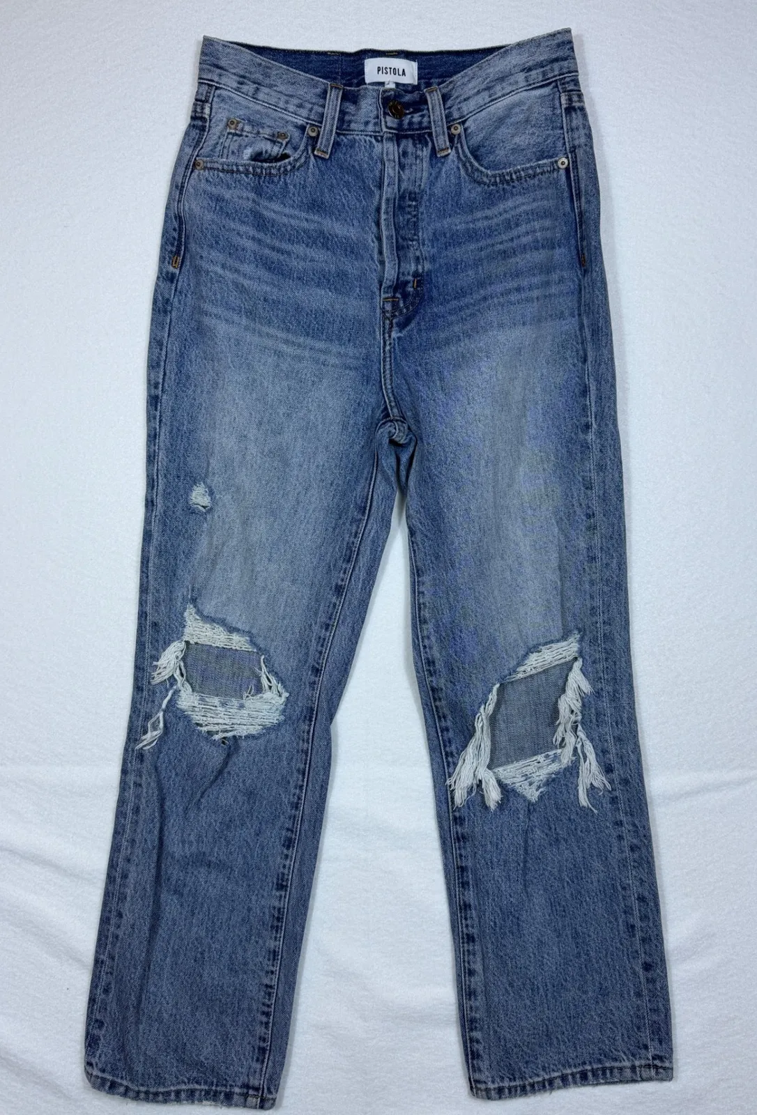 PISTOLA Denim Jeans Women's Size 25 Straight Leg Ripped Medium Wash - Image 1