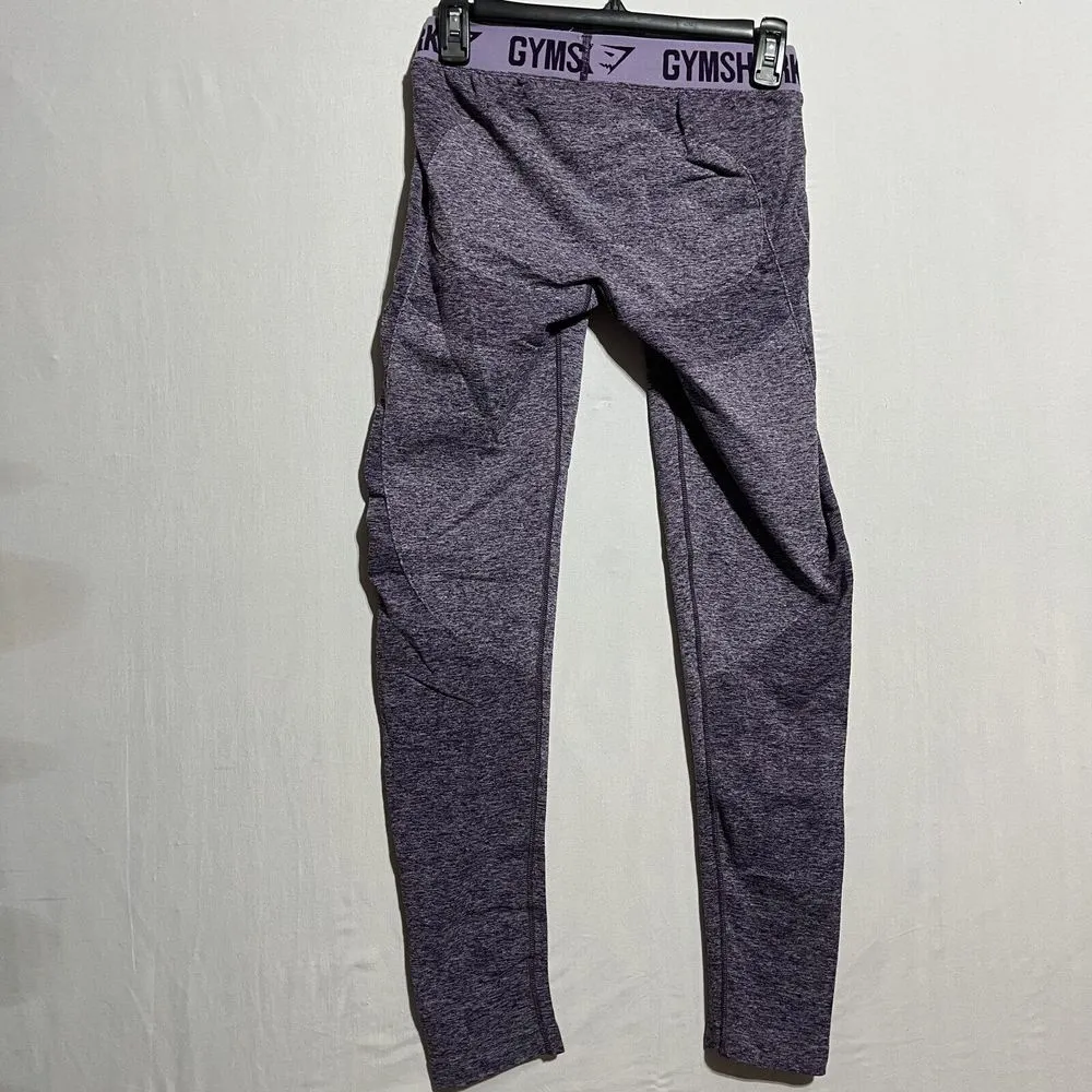 Gymshark Legging Women's Medium Heather Purple Nylon Stretch‎ Logo Elastic Waist - Image 8
