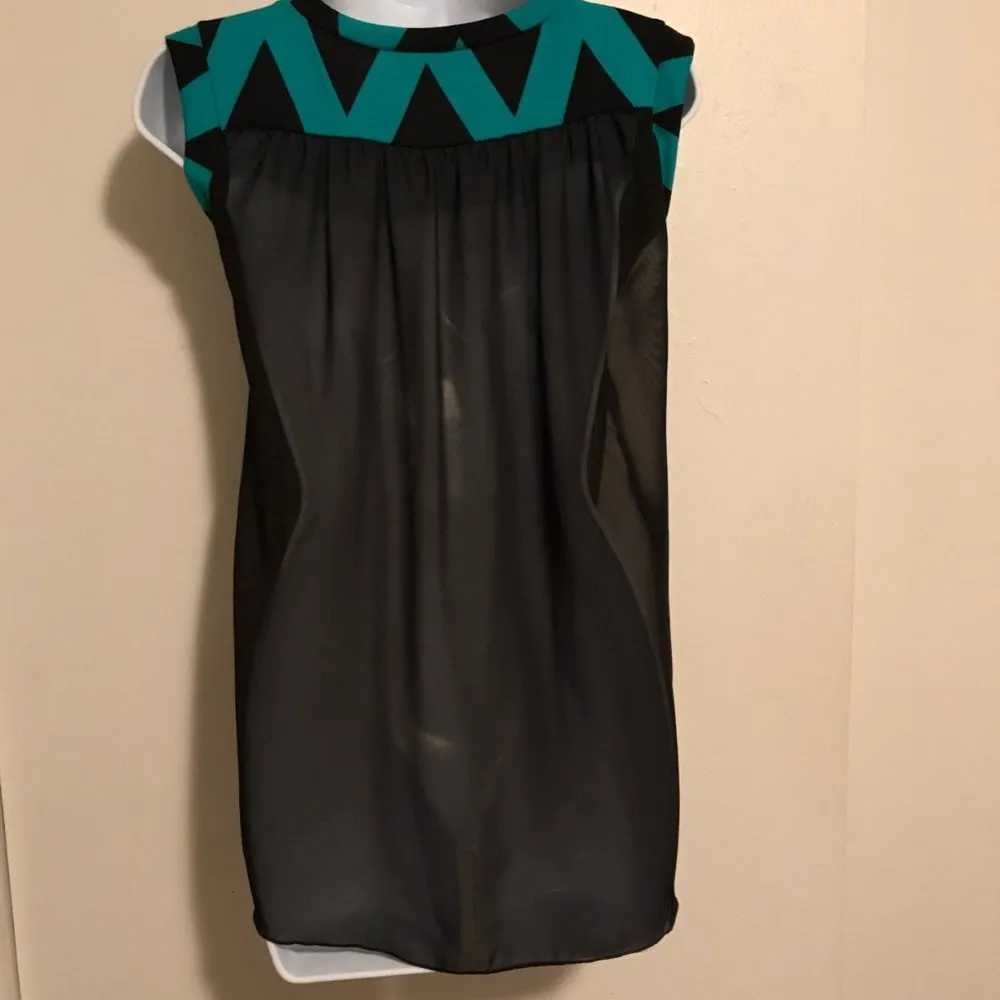 Hot Ginger High Low Chevron Pattern Shirt Blue - Image 3