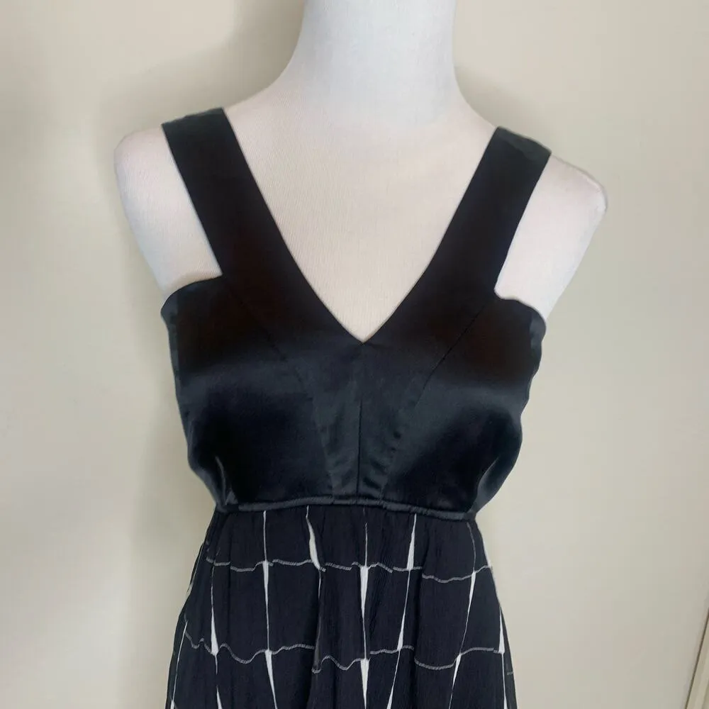 Vintage Express Black Silk Babydoll Dress Plaid Skirt Sz Medium - Image 3