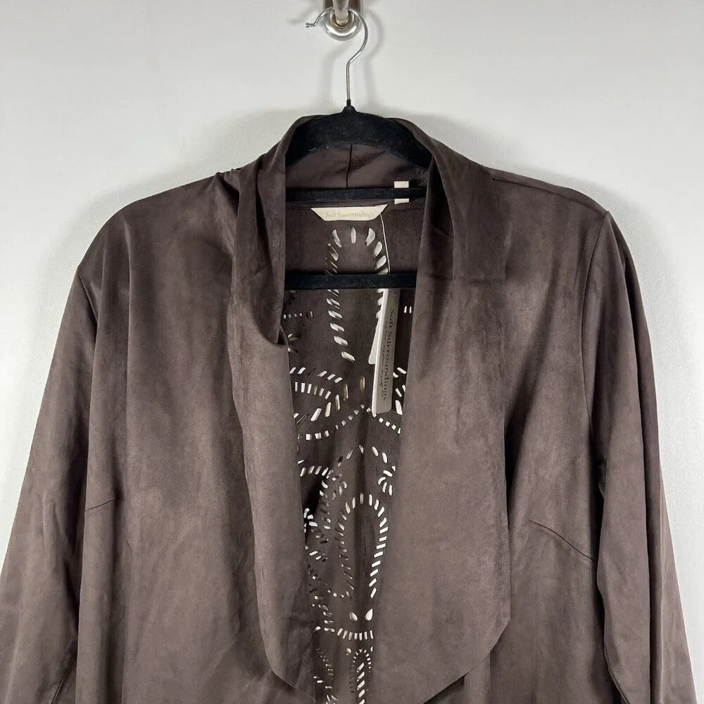 Soft Surroundings Faux Laser-cut Robin Suede Jacket Burnt Hickory Large NWT - Image 3