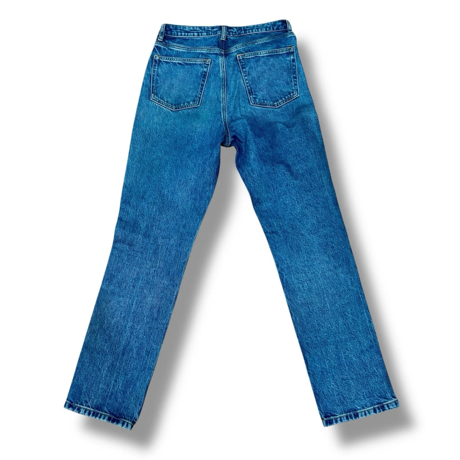 Reformation Size 28 Liza Blue Organic Denim Ultra High Rise Straight Jeans - Image 7