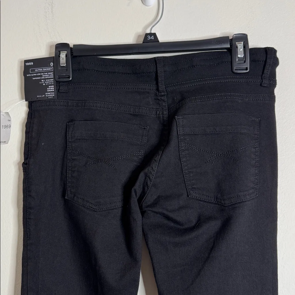 Gap 1969 Japanese Stretchy Slim Skinny Drawstring Waist Black Jogger Jeans sz 0 - Image 4