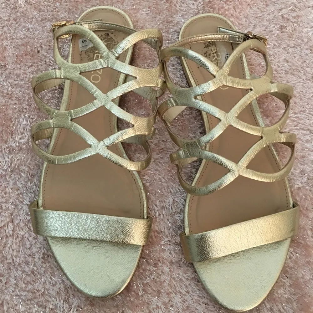 Arezzo Gold metallic Caged strappy sandals Gold Size 6 - Image 2