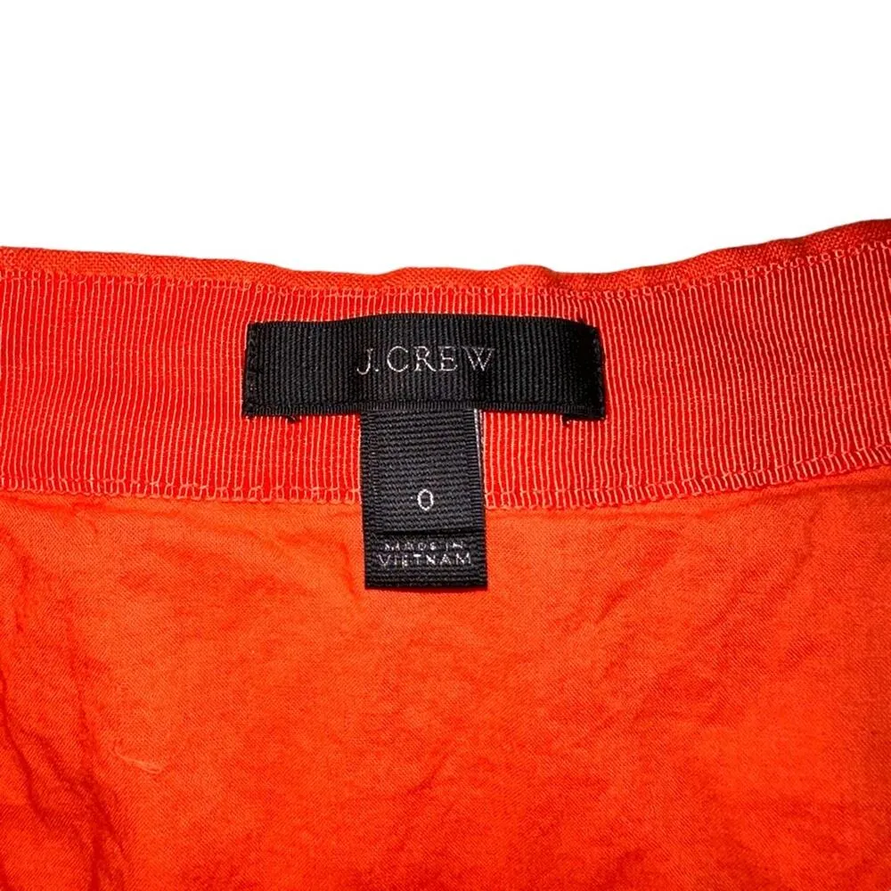J. Crew Linen Orange Faux Wrap Ruffle Skirt 0 - Image 3